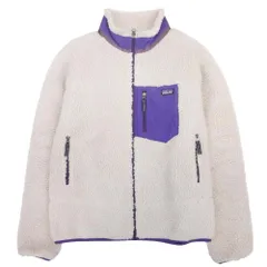 美品 patagonia パタゴニア Retro X レトロX ボアフリース ジャケット ブルゾン アウター 65625 XXL/16-18 ベージュ 紫 パープル キッズ 古着 中古 USED