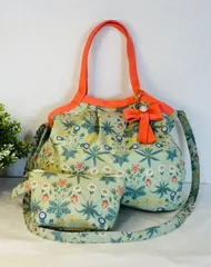 【裁縫ストア・ボヌール】大人かわいい　英国風　花柄　ウィリアム・モリス　ベストオブモリス　 ヒナギク デイジー柄　ライトグリーン　トートバッグ　グラニーバッグ　ポーチ　ショルダーバッグ　ショルダーストラップ付き ハンドメイド/ №500-758