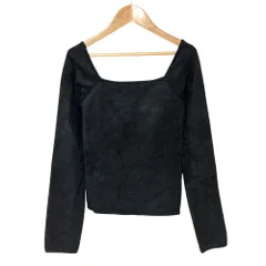 美品 H エイチ ビューティー＆ユース ユナイテッドアローズ モールヤーン スクエアネックニット カットソー ブラック レディース 古着 中古 USED