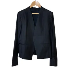 美品 Theory セオリー SUPER TAILOR ストレッチ ノーカラージャケット サイズ4 ネイビー レディース 古着 中古 USED