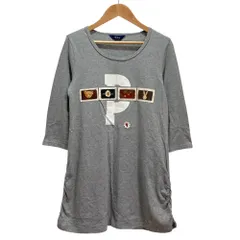 美品 PINK HOUSE ピンクハウス Pロゴプリント チュニックカットソー グレー レディース 古着 中古 USED