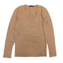 美品 RALPH LAUREN ラルフローレン 長袖  Vネック ニット セーター ロングスリーブ ハイゲージM 茶 ブラウン レディース 古着 中古 USED
