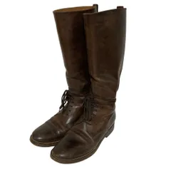 良品 MARGARET HOWELL マーガレットハウエル レースアップ レザー ロングブーツ サイズ37 23.5cm相当 ブラウン レディース 古着 中古 USED