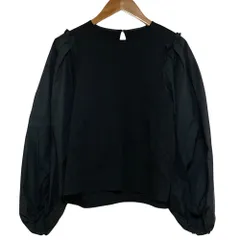 美品 ANAYI アナイ ボリュームスリーブブラウス サイズ36 ブラック レディース 古着 中古 USED