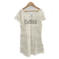 エックスガール x-girl ワンピース 半袖 ミニ丈 ラウンドネック 総柄 プリント 2 ベージュ /MS40