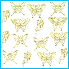 【新着商品】アクセサリーパーツ セッティング から枠 美しい 和風 蝶 手作り カン付き 大量 uvクラフト uvレジン セット 3種15個 ゴールド ペンダント パーツ MUNCVY フレーム ハンドメイド 空枠 レジン枠