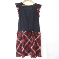良品 BURBERRY BLUE LABEL バーバリーブルーレーベル ドッキング ドローストリング ワンピース 36 ネイビー レッド レディース 古着 中古 USED