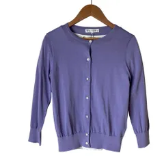 未使用 KUMIKYOKU 組曲 レース カットソー カーディガン アンサンブル 小さいサイズS2 パープル ホワイト  レディース 古着 中古 USED