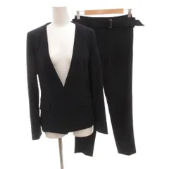 プラステ PLST バックサテンストレッチ セットアップ スーツ ノーカラージャケット テーパードパンツ S 紺 ネイビー /FF