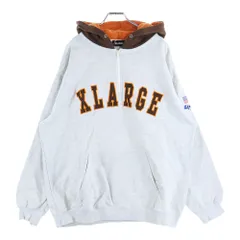 X-LARGE (エクストララージ) ONTRAST COLOR HALF ZIP HOODED SWEAT コントラストカラー ハーフジップ スウェット プルオーバーパーカー グレー/ブラウン 101223012015