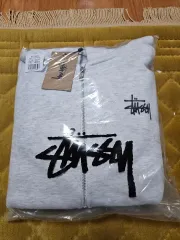 STUSSY ベーシック 起毛 フードジップアップ グレー M 新品