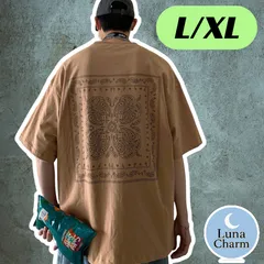 ペイズリー 半袖 Tシャツ ビッグシルエット ストリート 韓国 メンズ アメカジ オーバーシルエット 2サイズ ブラウン系