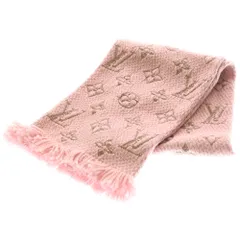 LOUIS VUITTON (ルイヴィトン) モノグラム エシャルプ ロゴマニア シャイン ローズバレリーヌ×ゴールド ウール マフラー M70466