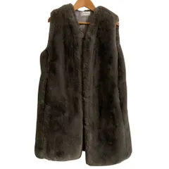 美品 PLST プラステ フェイクファー ロングベスト ジレ サイズM グレー レディース 古着 中古 USED