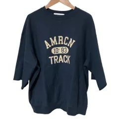 美品 AMERICANA アメリカーナ アパルトモン別注 ハーフスリーブ クルーネックプルオーバー スウェット ネイビー レディース 古着 中古 USED