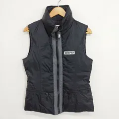 DKNY JEANS ダナキャラン ナイロン ベスト 中綿 ダウン ハイネック ジップアップ  ロゴ パッチ テック Y2K ブラック系 B214のサムネイル