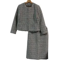 未使用 Theory luxe セオリーリュクス サマーツイード ノーカラージャケット スカート セットアップ スーツ サイズ40 ブラック ベージュ レディース 古着 中古 USED