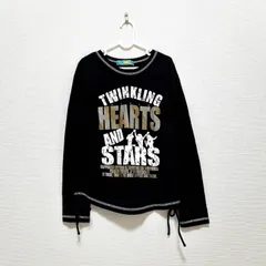 Archive 00s Tシャツ トップス 黒 150cm ラメ 英字 リボン紐 ダークコア グランジ Y2K 平成女児 平成ギャル d.i.a系