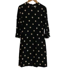 美品 kate spade ケイトスペード ドット ひざ丈 ワンピース サイズ2 ブラック レディース 古着 中古 USED
