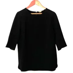 美品 MUSE de Deuxieme Classe ミューズドゥーズィエムクラス ハーフスリーブブラウス ブラック レディース 古着 中古 USED