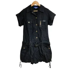 美品 BURBERRY BLUE LABEL バーバリーブルーレーベル ミリタリー ショートサロペット オールインワン 38 ブラック レディース 古着 中古 USED