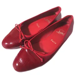 美品 Christian Louboutin クリスチャンルブタン パテントレザー リボン パンプス サイズ36 23cm相当 レッド レディース 古着 中古 USED