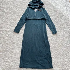 ジーナシス　JEANASIS  ハーフジップ　ロング　パーカーワンピース　ハーフZIPパーカーワンピース　グリーン系　新品　ロング　ワンピース　パーカー　フード