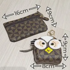 ミニコインケース + フクロウキーホルダー セット