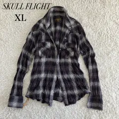 未使用級！SKULL FYIGHT スカルフライト　長袖シャツ　ウエスタンシャツ　シワ加工　サイズXLのサムネイル