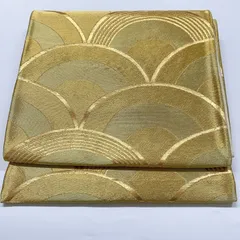 ［6917］袋帯 青海波文様 金 未仕立て 六通 正絹 着物 フォーマル