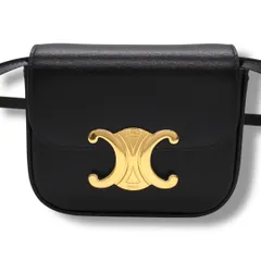 ほぼ未使用 CELINE セリーヌ ミニクロード トリオンフ シャイニーカーフスキン ショルダーバッグ ブラック ゴールド ハンドキャリー  ショルダーキャリー クロスボディキャリー トリオンフメタルスナップボタンクロージャー 斜め掛け クロスボディ 4617