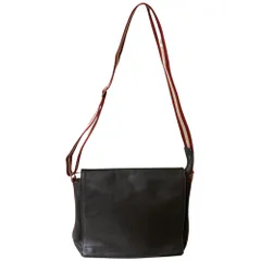 良品 BALLY バリー ストライプストラップ レザー ショルダーバッグ ブラウン メンズ 古着 中古 USED