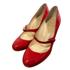 美品 Christian Louboutin クリスチャンルブタン パテントレザー メリージェーン パンプス サイズ34 1/2 約21.5cm レッド レディース 古着 中古 USED