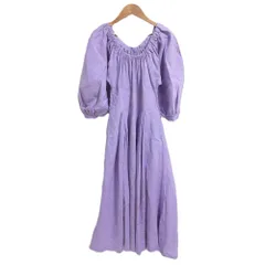 美品 MYLAN マイラン ボリュームスリーブ リネンロングワンピース サイズS ラベンダー レディース 古着 中古 USED