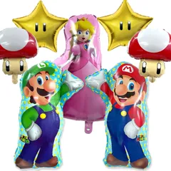【新品】スーパーマリオブラザーズとピーチ姫がそろったバルーンセット（全7点）マリオ　バルーン　誕生日　記念日　ホームパーティ　パーティバルーンセット 風船 こども ギフト パーティ 飾り