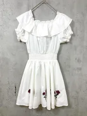 Ank Rouge アンクルージュ バラ刺繍 フリル襟 オフショル ワンピース sizeM/白  ■■ レディース