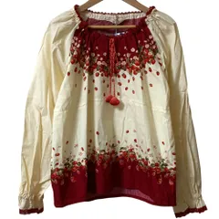 良品 PINK HOUSE ピンクハウス フルーツ柄 ロングスリーブ ブラウス アイボリー レッド レディース 古着 中古 USED