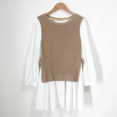 良品 25SS TO BE CHIC トゥービーシック ブラウスレイヤー ニットチュニック W5N01239 サイズ40 ベージュ ホワイト レディース 古着 中古 USED