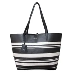 良品 LAUREN RALPH LAUREN ローレンラルフローレン ラージ リバーシブル トートバッグ ブラック ホワイト レディース 古着 中古 USED