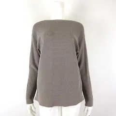 23区 オンワード樫山 ニット セーター 切替 編地 ウール コットン ボートネック ラウンドヘム 長袖 M 38 モカ