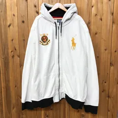 90's Polo by Ralph Lauren ポロ バイ ラルフローレン メンズXXL スウェット フルジップパーカー 裏起毛 ビッグポニー 刺繍 リブ袖 アメカジ ビンテージ古着 大きいサイズ