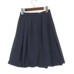 トゥービーシック TO BE CHIC スカート バルーンスカート フレア タック ギャザー ひざ丈 L 40 紺 ネイビー