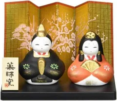 薬師窯　ひな人形　錦彩 親王座雛 　陶器　小さい　ミニチュア　コンパクト　雛飾り　お祝い　桃の節句　ひなまつり　雛人形　縁起物　ラッピング無料