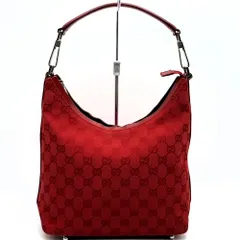 【お値下げしました！】 GUCCI グッチ 000 0602 GGキャンバス ショルダーバッグ ハンドバッグ レザー レッド レディース ヴィンテージ ブランド USED
