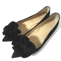 美品 Christian Louboutin クリスチャンルブタン ポインテッドトゥ フラットパンプス サイズ37 24cm ブラック レディース 古着 中古 USED