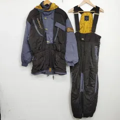 courmayeur クールマイユール スノーウェア ジャケット ウエストマーク 肩パッド サスペンダー パンツ スキー スノーボード 平成 昭和 レトロ 日本製 ブラック系 L B188