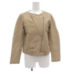 スローブ イエナ SLOBE IENA  ダブルライダースジャケット ジップアップ ラムレザー 羊革 36 ベージュ /GV