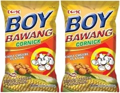 ボーイバワン フライドコーン 90g×2個セット 輸入菓子 フィリピン (M, チリチーズ×2袋セット) [チリチーズ×2袋セット] [M]