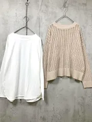 美品 a day in the life アデイインザライフ ユナイテッドアローズ 6413-699-0425 グリッターメッシュニットセーター + Tシャツ ベージュ ■■レディース