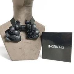 【美品】インゲボルグ★ネックレス チョーカー ブローチ 革風 黒系 ゴスロリ系  ＊so017のサムネイル